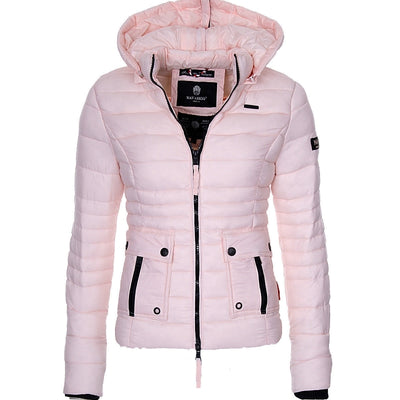 Color: Pink, Size: L - Jackets for Women Winter Red Coat Motorcycle